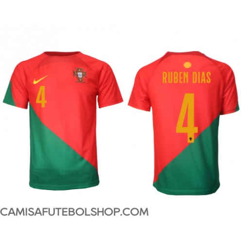 Camisa de time de futebol Portugal Ruben Dias #4 Replicas 1º Equipamento Mundo 2022 Manga Curta